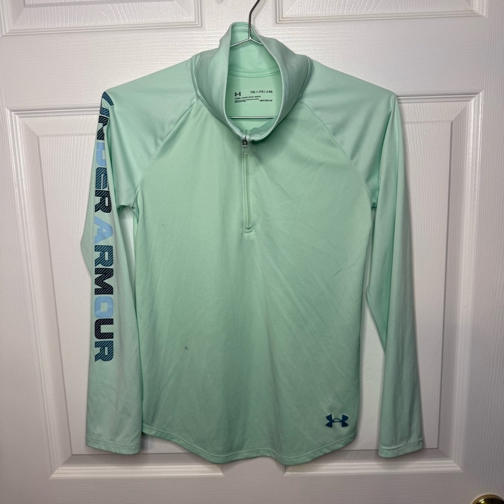 Under Armour Mint Long Sleeve Quarter Zip Performance Tee Size Youth XL GUC
